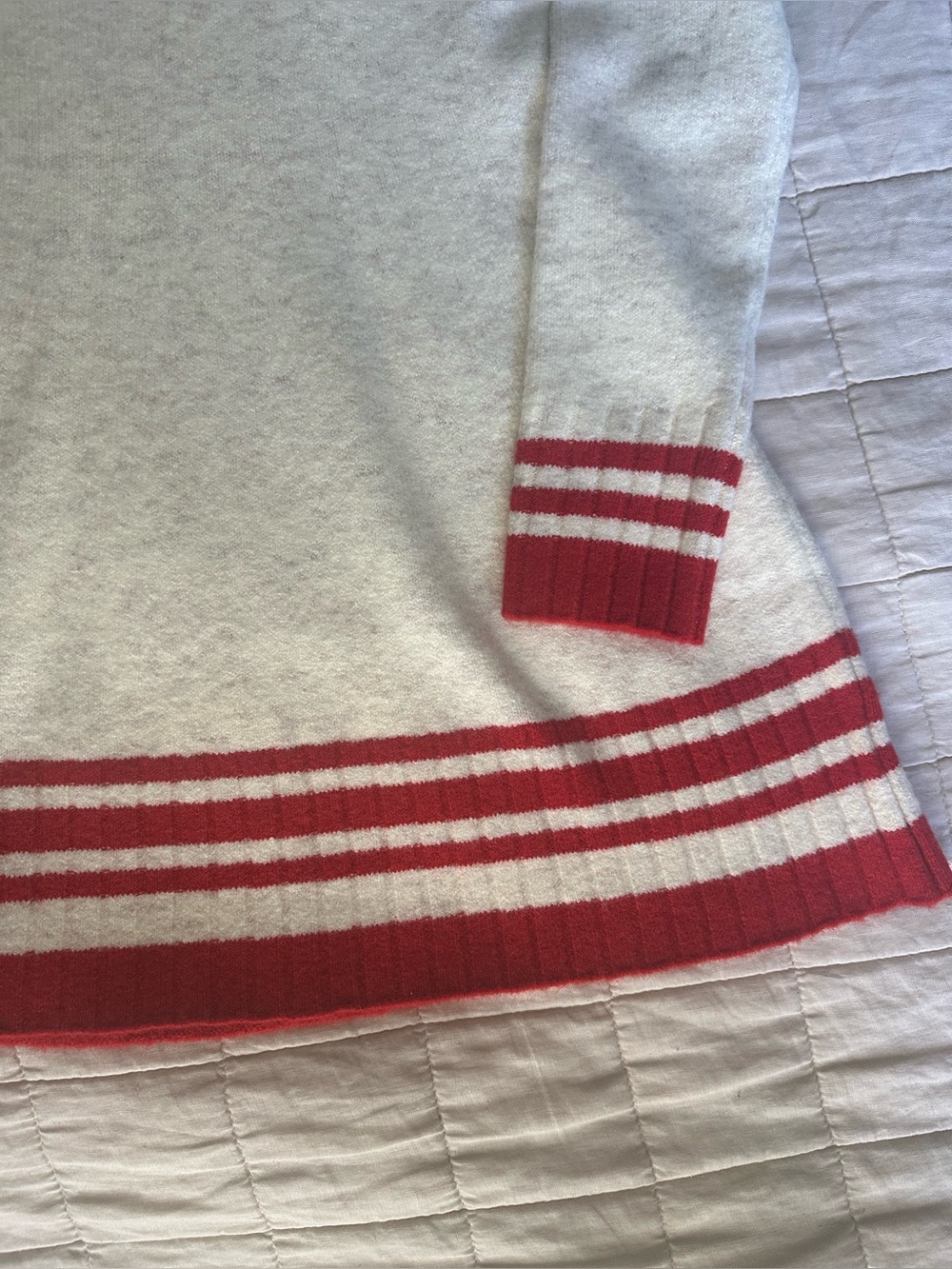 Lulus White and Red V-Neck Polo Knit Preppy Sweater Dress - Picture 4 of 6